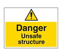 Vsafety 67008BF-R'Danger Unsafe Structure' Sign, Landscape, 400 mm x 300 mm (Pack of 3)