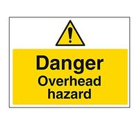Vsafety 67011BF-R'Danger Overhead Hazard' Sign, Landscape, 400 mm x 300 mm (Pack of 3)