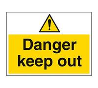 Vsafety 67014BF-R'Danger Keep Out' Sign, Landscape, 400 mm x 300 mm (Pack of 3)