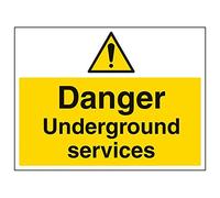 Vsafety 67018BF-R'Danger Underground Services' Sign, Landscape, 400 mm x 300 mm (Pack of 3)