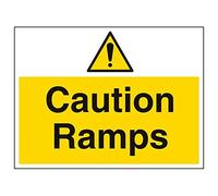 Vsafety 67021BF-R'Caution Ramps' Sign, Landscape, 400 mm x 300 mm (Pack of 3)
