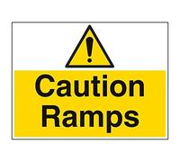 Vsafety 67021BR-R'Caution Ramps' Sign, Landscape, 600 mm x 450 mm (Pack of 3)