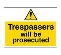Vsafety 67034BF-R'Trespassers Will Be Prosecuted' Sign, 400 mm x 300 mm (Pack of 3)