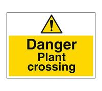 Vsafety 67036BF-S'Danger Plant Crossing' Sign, Landscape, 400 mm x 300 mm (Pack of 3)