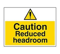 Vsafety 67038BF-R'Caution Reduced Headroom' Sign, Landscape, 400 mm x 300 mm (Pack of 3)