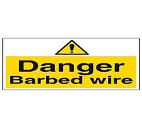 Vsafety 67043BF-S'Danger, Barbed Wire' Sign, Landscape, 400 mm x 300 mm (Pack of 3)