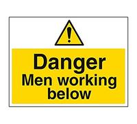Vsafety 67049BF-S'Danger Men Working Below' Sign, Landscape, 400 mm x 300 mm (Pack of 3)