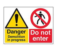 Vsafety 67058BF-R'Danger Demolition In Progress/Do Not Enter' Sign, 400 mm x 300 mm (Pack of 3)