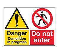 Vsafety 67058BR-R'Danger Demolition In Progress/Do Not Enter' Sign, 600 mm x 450 mm (Pack of 3)