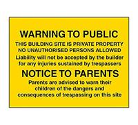 Vsafety 67070BF-R'Warning To Public/Notice To Parents' Sign, 400 mm x 300 mm (Pack of 3)