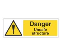 Vsafety 67079AX-R'Danger Unsafe Structure' Sign, Landscape, 300 mm x 100 mm (Pack of 3)