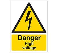 Vsafety 68003AN-S'Danger High Voltage' Sign, Portrait, 150 mm x 200 mm (Pack of 3)
