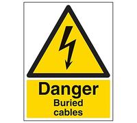 Vsafety 68017BC-R'Danger Buried Cables' Sign, Portrait, 300 mm x 400 mm (Pack of 3)