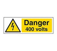 Vsafety 68036AX-S'Danger 400 Volts' Sign, Landscape, 300 mm x 100 mm (Pack of 3)