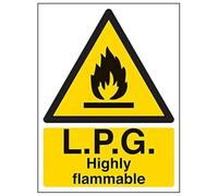 Vsafety 69002AN-S'LPG Highly Flammable' Sign, Portrait, 150 mm x 200 mm (Pack of 3)