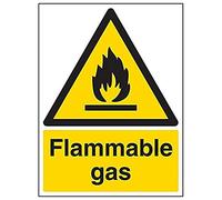 Vsafety 69008BC-S'Flammable Gas' Sign, Portrait, 300 mm x 400 mm (Pack of 3)