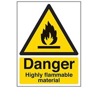 Vsafety 69012AN-R'Danger Highly Flammable Material' Sign, 150 mm x 200 mm (Pack of 3)