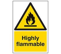 Vsafety 69013AU-R'Highly Flammable' Sign, Portrait, 200 mm x 300 mm (Pack of 3)