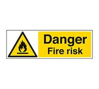 Vsafety 69021BP-R'Danger Fire Risk' Sign, Landscape, 600 mm x 200 mm (Pack of 3)