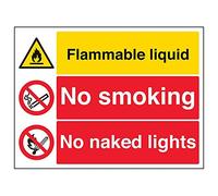 Vsafety 69041BF-S'Flammable Liquid/No Smoking/Naked Lights' Sign, 400 mm x 300 mm (Pack of 3)