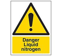 Vsafety 6A006AN-R'Danger Liquid Nitrogen' Sign, Portrait, 150 mm x 200 mm (Pack of 3)