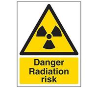Vsafety 6A026AN-R'Danger Radiation Risk' Sign, Portrait, 150 mm x 200 mm (Pack of 3)