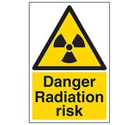 Vsafety 6A026AU-R'Danger Radiation Risk' Sign, Portrait, 200 mm x 300 mm (Pack of 3)