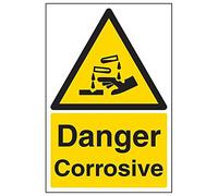 Vsafety 6A034AU-R'Danger Corrosive' Sign, Portrait, 200 mm x 300 mm (Pack of 3)