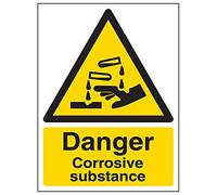 Vsafety 6A035AN-S'Danger Corrosive Substance' Sign, Portrait, 150 mm x 200 mm (Pack of 3)