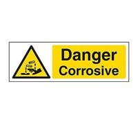 Vsafety 6A072AX-S'Danger Corrosive' Sign, Landscape, 300 mm x 100 mm (Pack of 3)