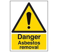 Vsafety 6B002AN-R'Danger Asbestos Removal' Sign, Portrait, 150 mm x 200 mm (Pack of 3)