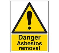 Vsafety 6B002BC-R'Danger Asbestos Removal' Sign, Portrait, 300 mm x 400 mm (Pack of 3)