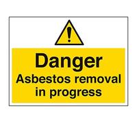Vsafety 6B012BF-R'Danger Asbestos Removal In Progress' Sign, 400 mm x 300 mm (Pack of 3)