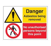 Vsafety 6B014BF-S "Asbestos Being Removed/No Unauthorised…" Sign, 400 mm x 300 mm (Pack of 3)