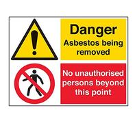 Vsafety 6B014BR-R "Asbestos Being Removed/No Unauthorised…" Sign, 600 mm x 450 mm (Pack of 3)
