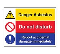 Vsafety 6B015BF-R "Asbestos/Report Accidental Damage…" Sign, 400 mm x 300 mm (Pack of 3)