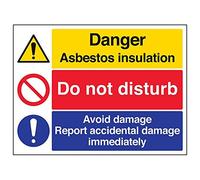 Vsafety 6B016BF-R'Asbestos Insulation/Do Not Disturb/Damage' Sign, 400 mm x 300 mm (Pack of 3)