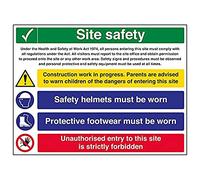 Vsafety 6C001BR-R'Multi Hazard Site Safety/Footwear' Sign, 600 mm x 450 mm (Pack of 3)