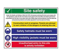 Vsafety 6C002BR-R'Multi Hazard Site Safety/Hi Viz Jackets' Sign, 600 mm x 450 mm (Pack of 3)
