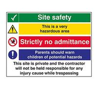 Vsafety 6C005CA-R'Multi Site Safety/Hazardous Area' Sign, 800 mm x 600 mm (Pack of 3)