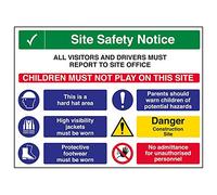 Vsafety 6C010BR-R "Multi Hazard Site Safety/All Visitors To…" Sign, 600 mm x 450 mm (Pack of 3)