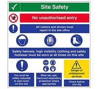Vsafety 6C011BY-R "Multi Hazard Site Safety/No Unauthorised…" Sign, 775 mm x 800 mm (Pack of 3)