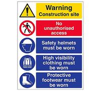 Vsafety 6C018BL-R "Multi Hazard Site Safety/High Visibility…" Sign, 450 mm x 600 mm (Pack of 3)