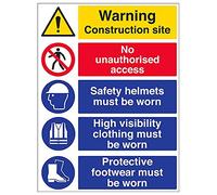 Vsafety 6C018BV-R "Multi Hazard Site Safety/High Visibility…" Sign, 600 mm x 800 mm (Pack of 3)