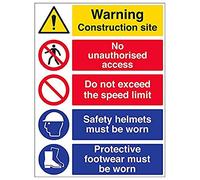 Vsafety 6C019BV-R'Multi Hazard Site Safety/Speed Limit' Sign, 600 mm x 800 mm (Pack of 3)