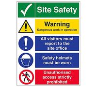 Vsafety 6C021BV-R'Multi Hazard Site Safety/Safety Helmets' Sign, 600 mm x 800 mm (Pack of 3)