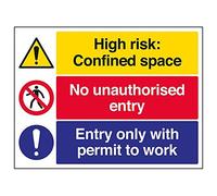 Vsafety 6C025BF-R "Confined Space/No Unauthorised Entry…" Sign, 400 mm x 300 mm (Pack of 3)