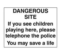 Vsafety 6C031BR-R "Dangerous Site/Call Police If Children…" Sign, 600 mm x 450 mm (Pack of 3)