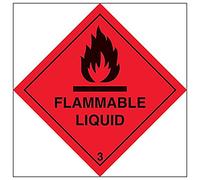 Vsafety 6D001AF-S'Flammable Liquid' Sign, Square, 100 mm x 100 mm (Pack of 3)