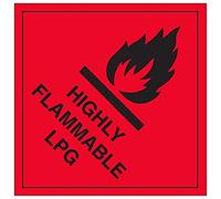 Vsafety 6D005AT-S'Highly Flammable LPG' Sign, Square, 200 mm x 200 mm (Pack of 3)